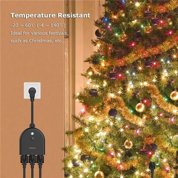 Outdoor Smart Plug, TESSAN WiFi Smart Outlet Switch with 3 Individual Sockets - Picture 4 of 8